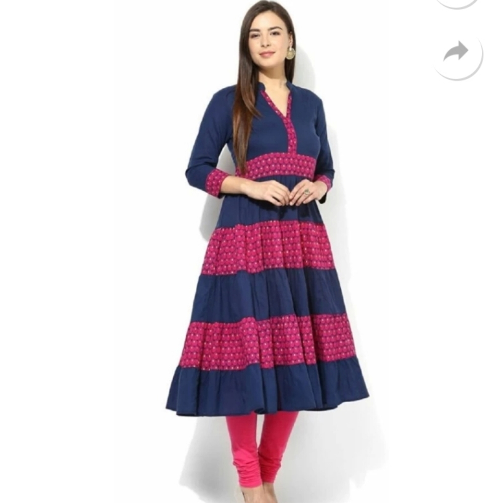Printed Cotton Blend Indian Anarkali Kurta/Kurti